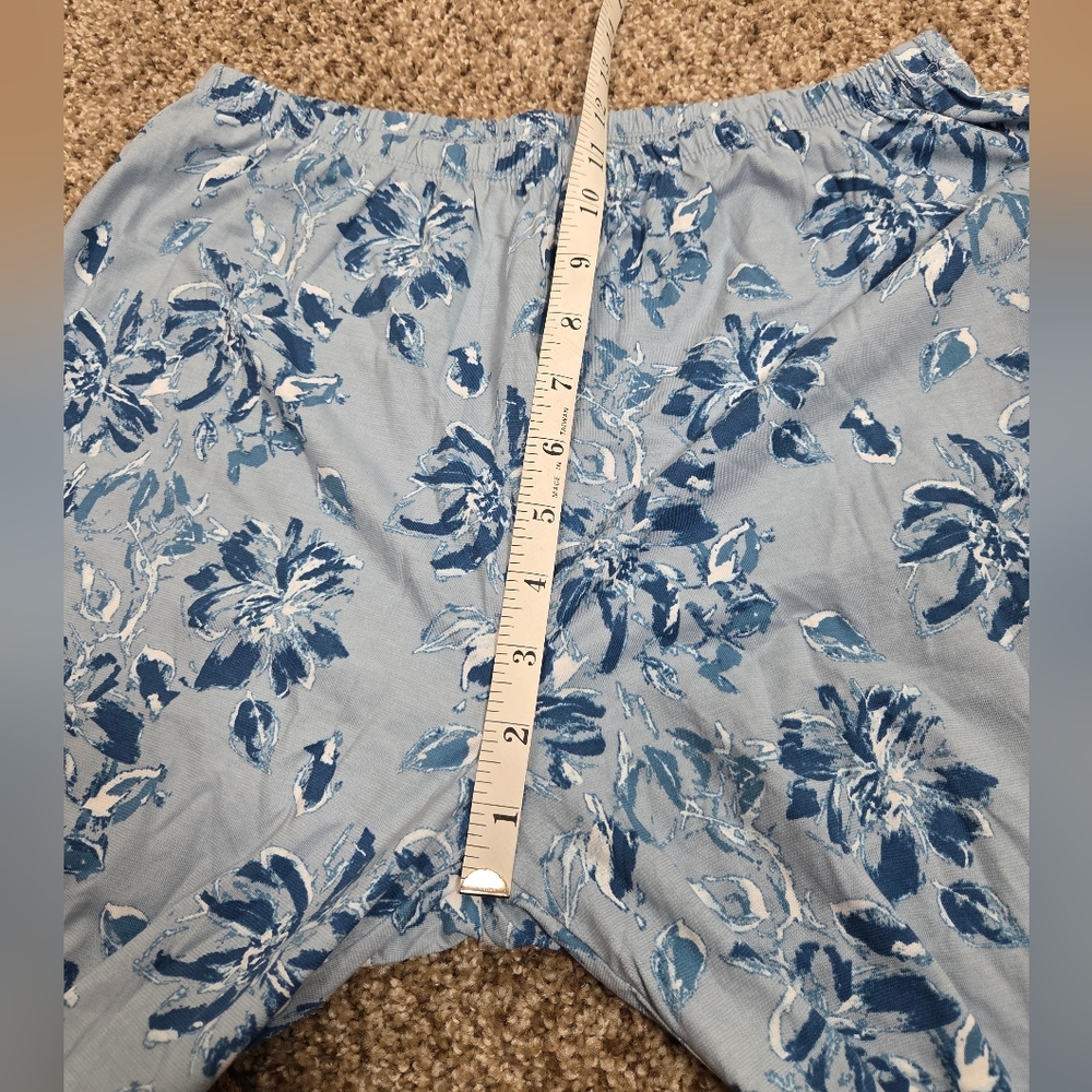 NWT Garnet Hill Pajama Set Blue Floral Organic Cotton Women's Small Shirt Pants - Picture 8 of 11